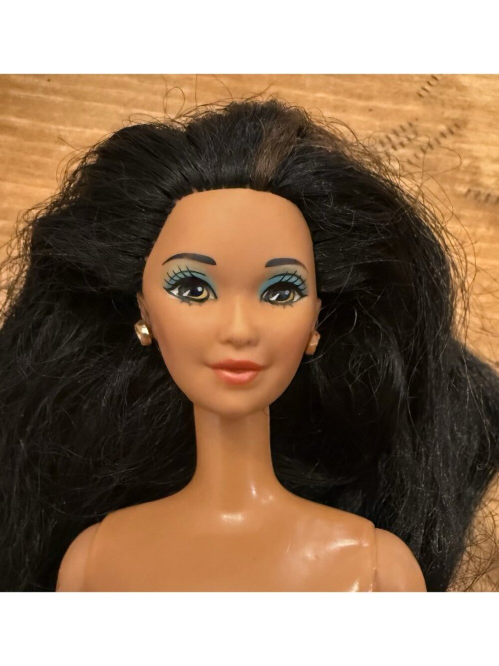 Vintage 1980 Kira Miko Asian Barbie Doll Long Black Hair w/ Streak Hazel Eyes